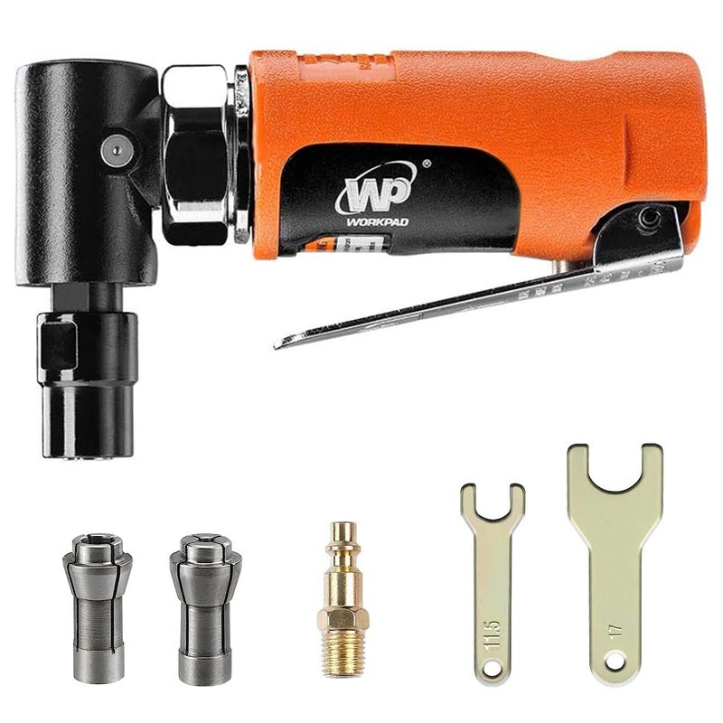 WP WORKPAD WORKPAD Mini Air Angle Die Grinderï¼Œ20000 RPM, Mini Pneumatic Tools, Equipped with 1/4-inch, 1/8-inch collets and 2 wrenches - Image 1